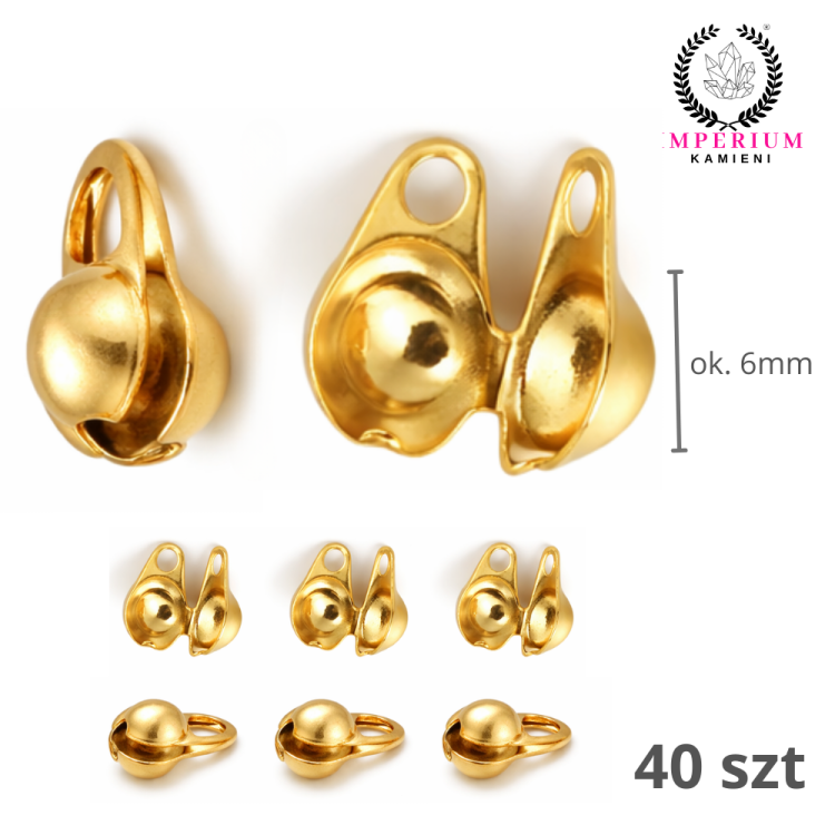 Łapaczki boczne 6mm / stal PVD / kolor złoty / 40szt.