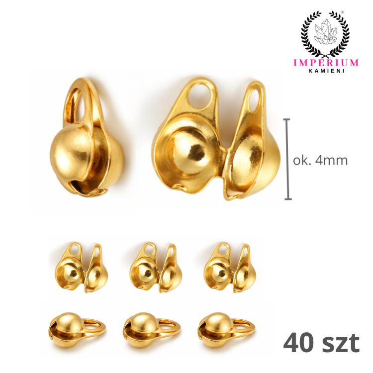 Łapaczki boczne 4mm / stal PVD / kolor złoty / 40szt