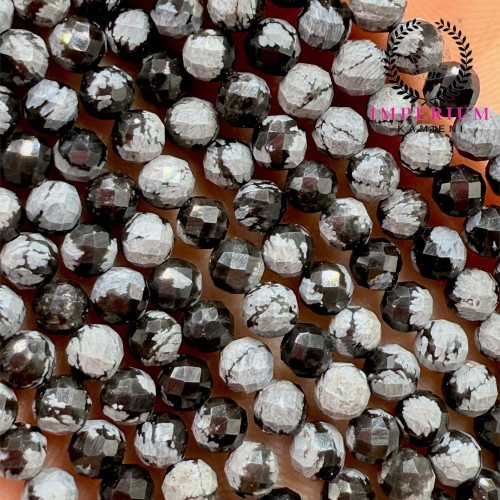 Obsydian granitowy / kulka fasetowana / ok. 4mm