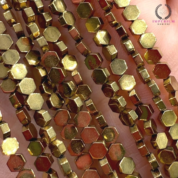 Hematyt hexagon / kolor ciepłe złoto / ok. 3x3x1mm