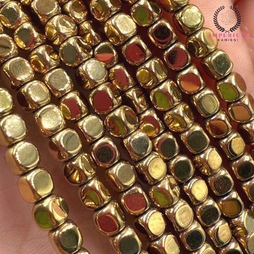 Hematyt kostka / kolor ciepłe złoto / ok. 4x4mm