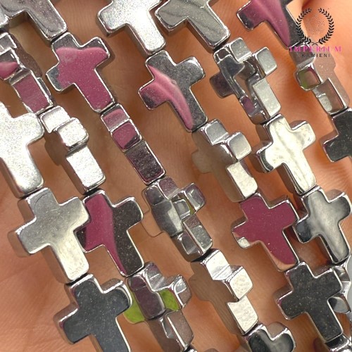 Hematyt Krzyżyk / kolor srebrny / ok. 8x10mm