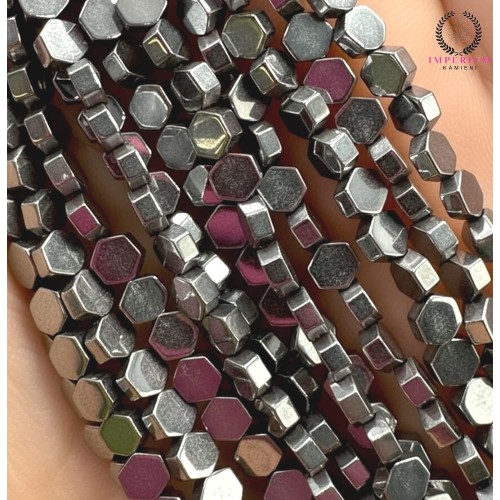 Hematyt heksagon / kolor srebrny / ok. 3x3x1mm