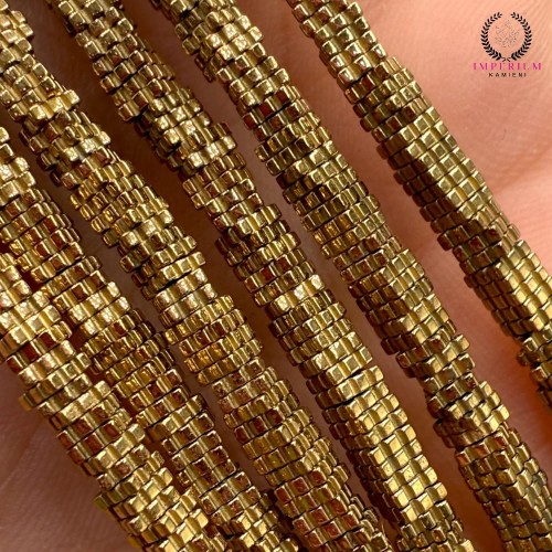 Hematyt Kwadratowy Kwiatek / kolor ciepłe złoto / ok. 3x1mm