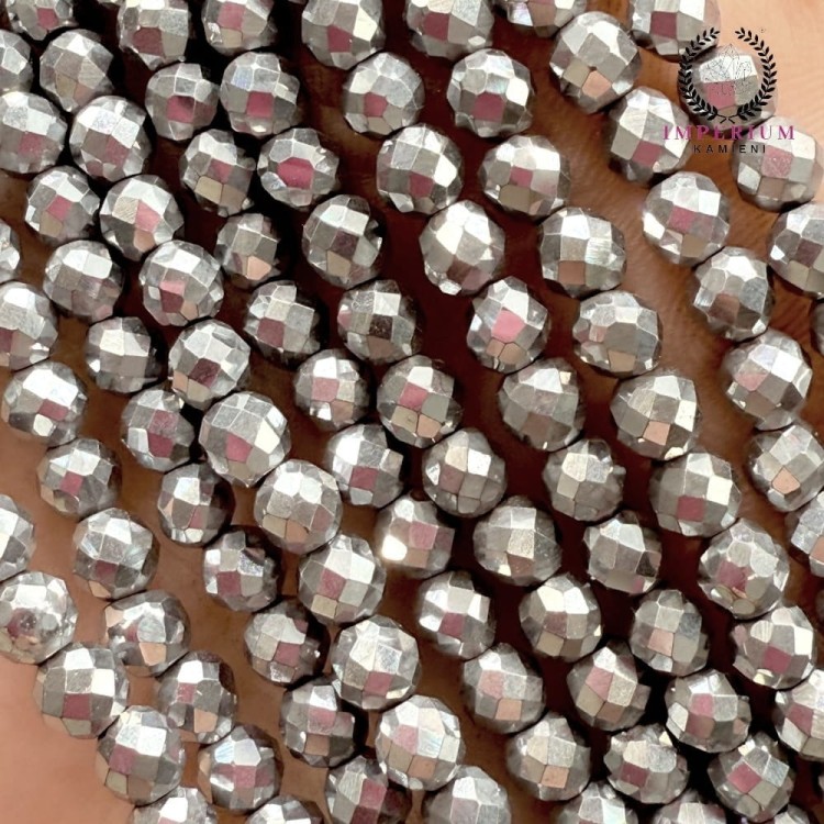 Hematyt kulka fasetowana / kolor srebrny / ok. 4mm