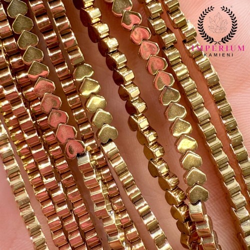 Hematyt serce płaskie / kolor ciepły złoty / ok. 3 mm