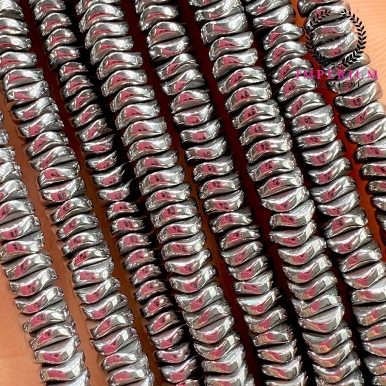 Hematyt fala / kolor srebrny / ok. 4x2mm