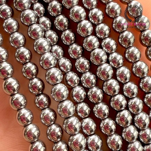 Hematyt kulka gładka / kolor srebrny / ok. 4mm