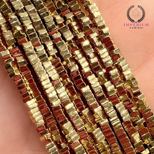 Hematyt kwadratowa płytka / kolor ciepłe złoto / ok. 2x1