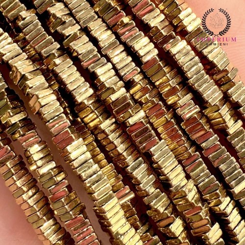 Hematyt kwadratowa płytka / kolor ciepłe złoto / ok. 3x1mm