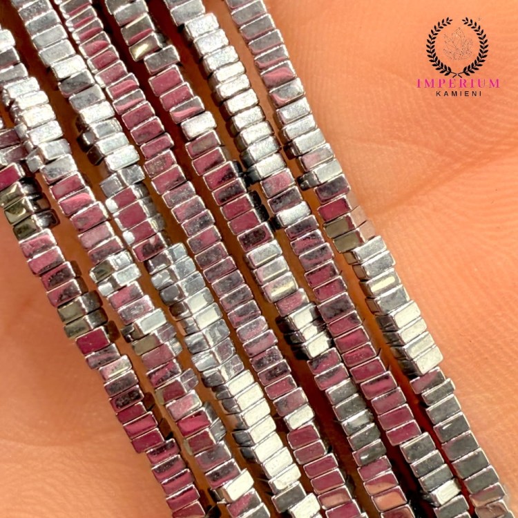 Hematyt kwadratowa płytka / kolor srebrny / ok. 2x1