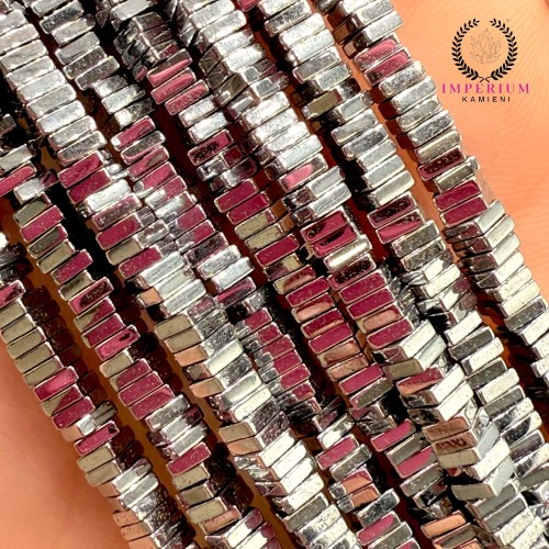 Hematyt kwadratowa płytka / kolor srebrny / ok. 3x1