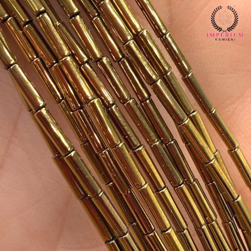 Hematyt walec gładki / kolor ciepłe złoto / ok. 1x6mm