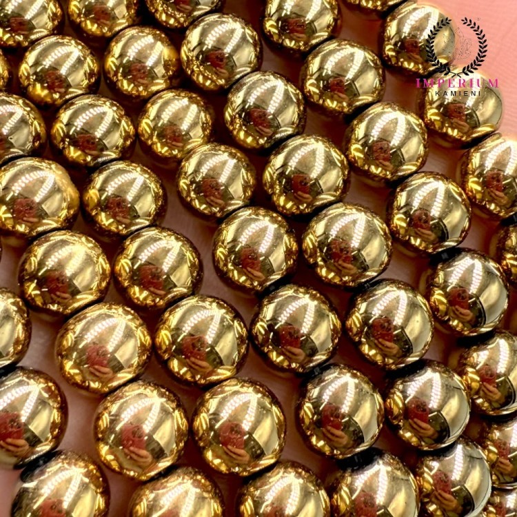 Hematyt kulka gładka / kolor ciepłe złoto / ok. 8mm