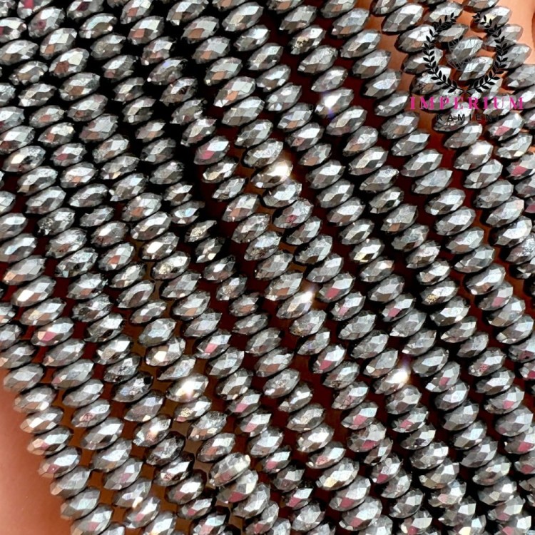 Hematyt oponka fasetowana / kolor srebrny / ok.3x1,5 mm