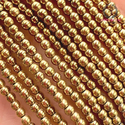 Hematyt Kulka Gładka / kolor ciepłe złoto / ok. 3mm