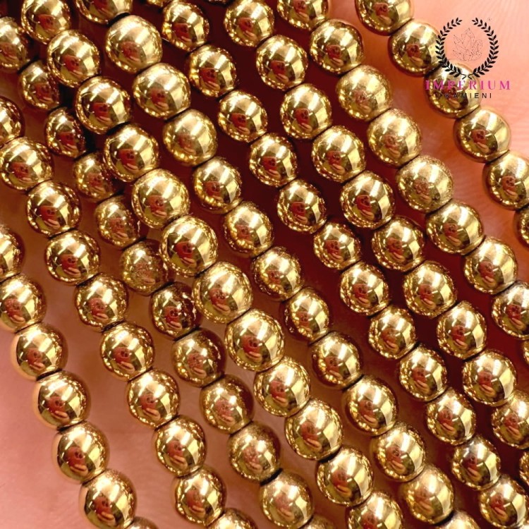 Hematyt kulka gładka / kolor ciepłe złoto / ok. 4mm