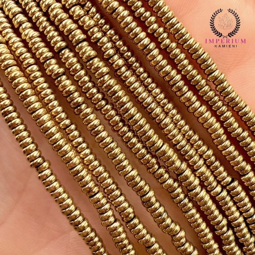 Hematyt Oponka Gładka / kolor ciepłe złoto / ok. 3x1mm