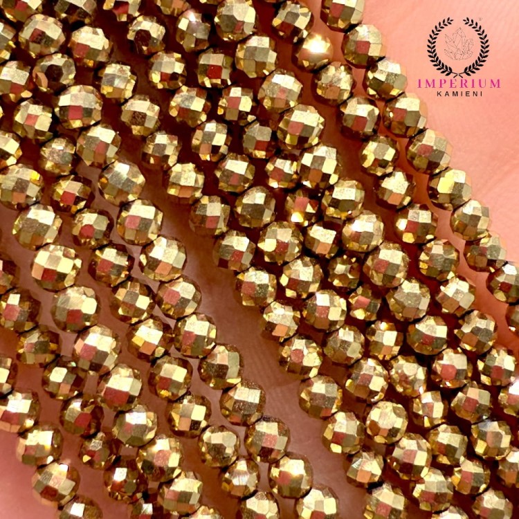 Hematyt kulka fasetowana / kolor ciepłe złoto / ok. 3mm