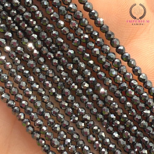 Hematyt kulka fasetowana / kolor czarny / ok. 2mm