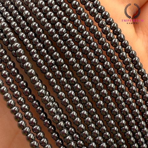 Hematyt kulka gładka / kolor czarny / ok. 2mm
