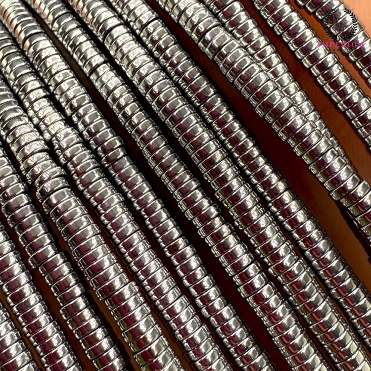Hematyt heishi / kolor srebrny / ok. 3x1mm