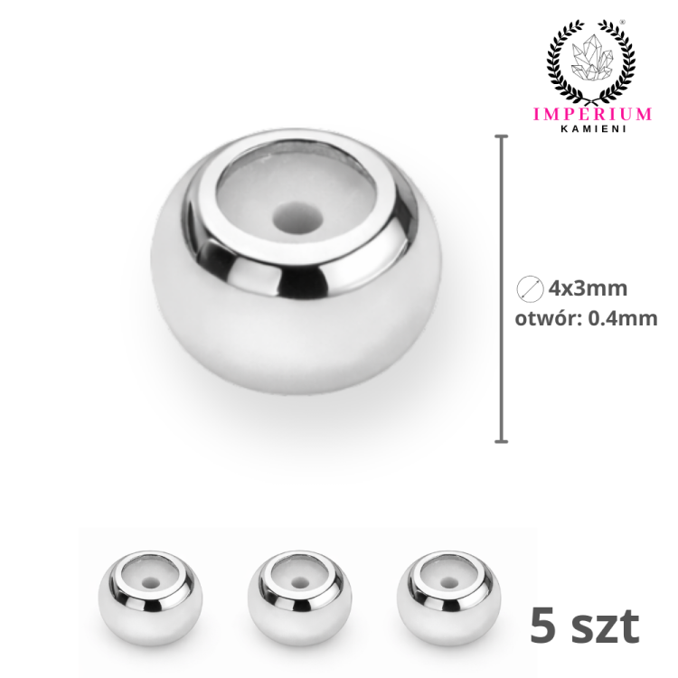 Stoper 4x3x0.4mm / stal kolor srebrny / 5 szt