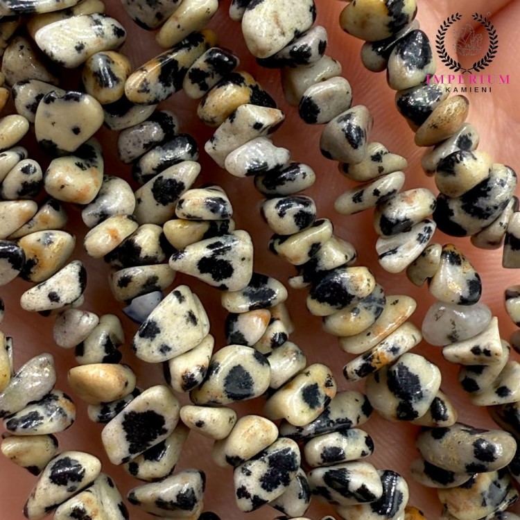 Jaspis Dalmatyński / sieczka - 80 cm gładka / ok. 3x5mm