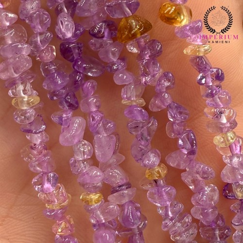 Ametyst z cytrynem (Ametryn) / sieczka - 80 cm gładka / ok. 3x5mm