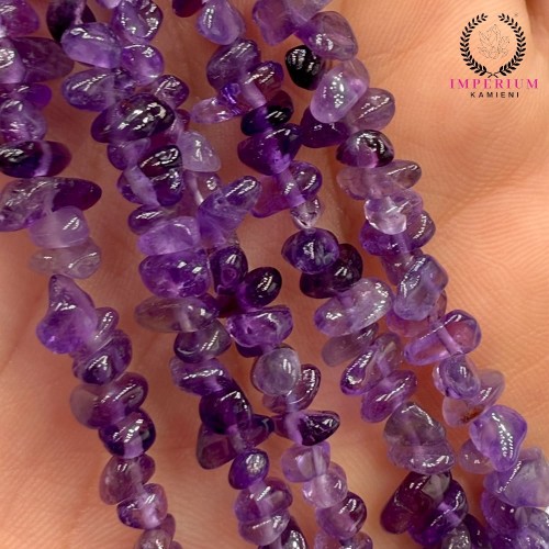 Ametyst Ciemny / sieczka - 80 cm gładka / ok. 3x5mm