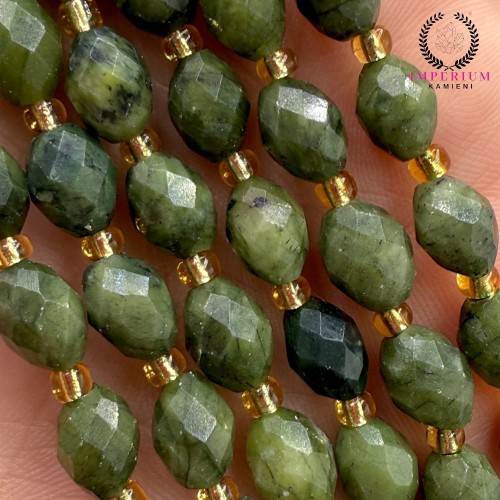 Jadeit Zielony / oliwka fasetowana / ok. 6x8mm