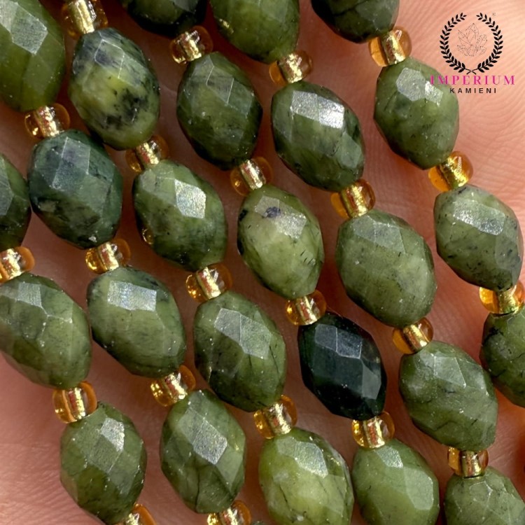 Jadeit Zielony / oliwka fasetowana / ok. 6x8mm