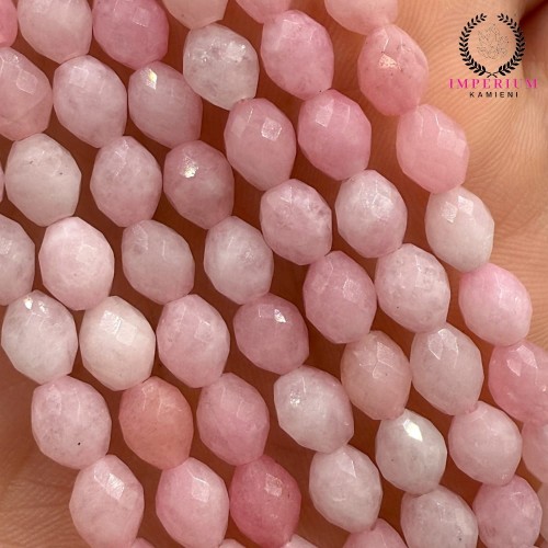 Jadeit Różowy / oliwka fasetowana / ok. 5x7mm