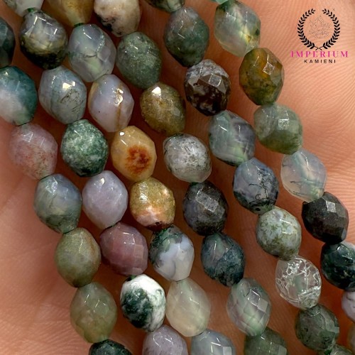 Agat Indyjski / oliwka fasetowana / ok. 5x7mm