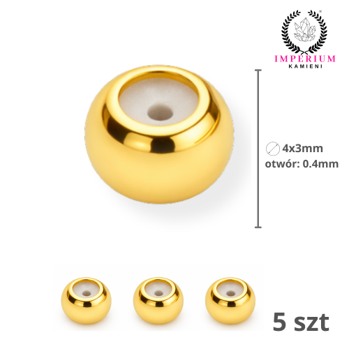 Stoper 4x3x0.4mm / stal PVD / kolor złoty / 5 szt.