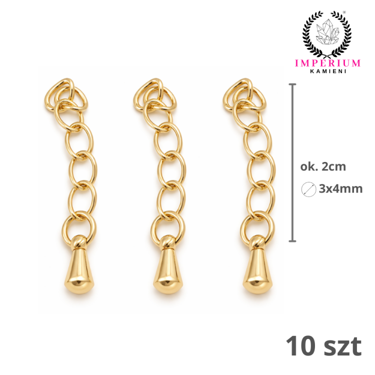 Zakończenie bransoletki 2cm ( 3x4mm) / stal PVD / kolor złoty / 10szt