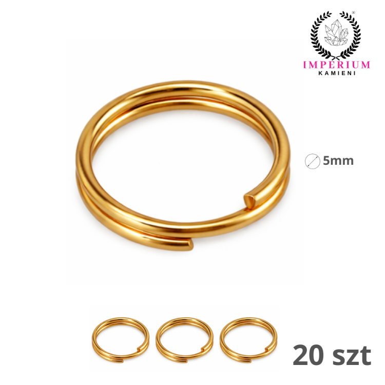 Kółeczko sprężynka 5mm / stal PVD / kolor złoty / 20 szt.