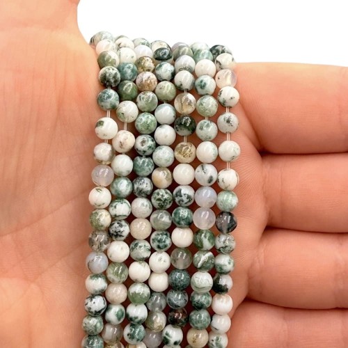 Agat Mszysty Biało-Zielony / kulka gładka / ok. 4mm