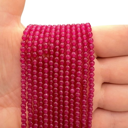 Jadeit Fuksja / kulka gładka / ok. 3mm