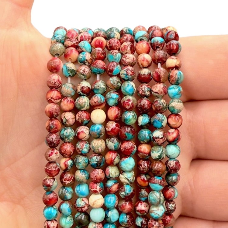 Jaspis Cesarski Czerwono-niebieski / kulka gładka / ok. 4mm