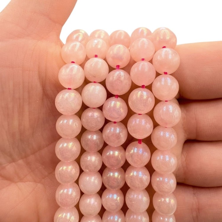 Kwarc Różowy Platerowany / kulka gładka / ok. 8mm