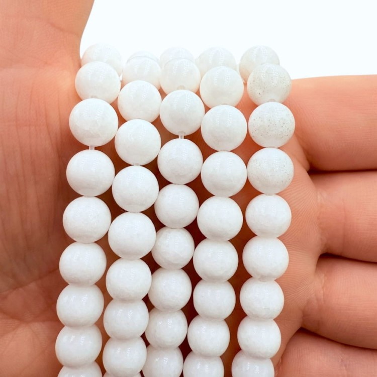 Kwarc Perłowy Biały / kulka gładka / ok. 8mm