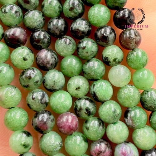 Zoisyt z Rubinem (Anyolit) / kulka gładka / ok. 4mm