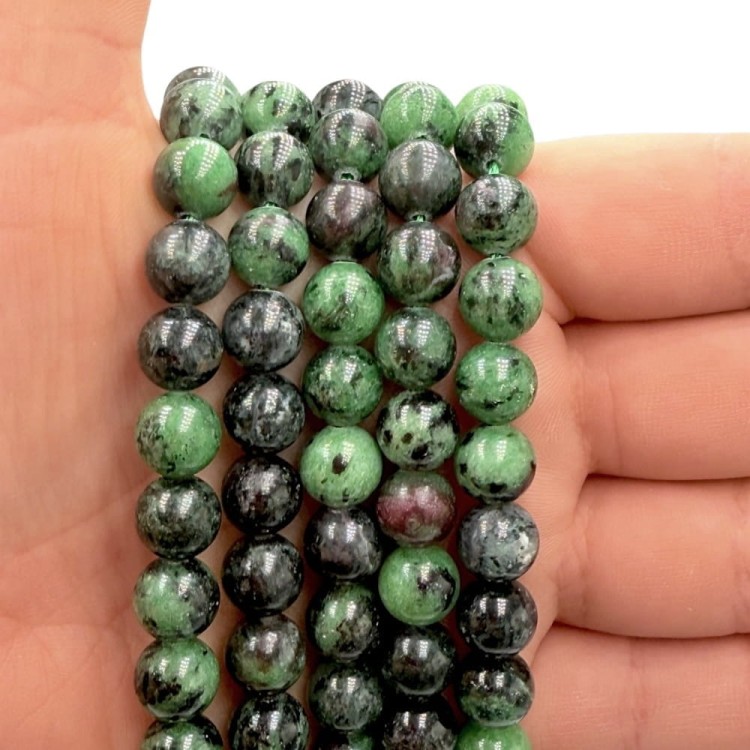 Zoisyt z Rubinem (Anyolit) / kulka gładka / ok. 8mm