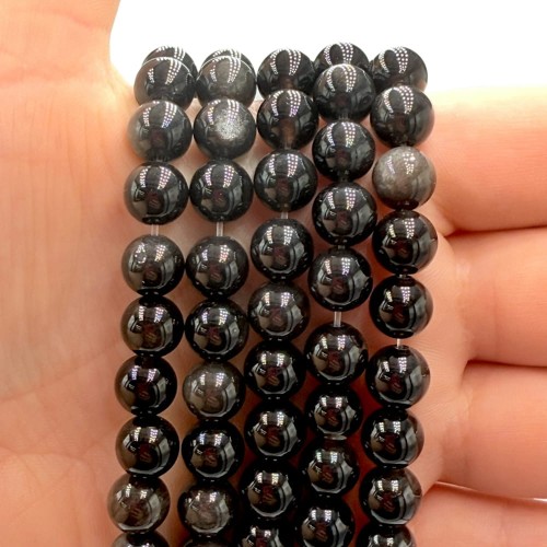 Obsydian Srebrny / kulka gładka / ok. 8mm