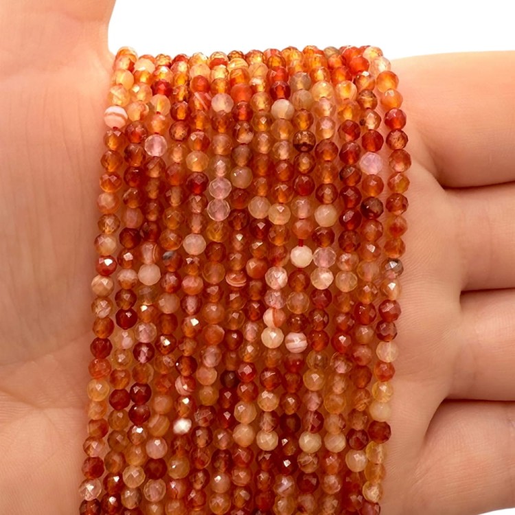 Agat Karneol / kulka fasetowana / ok. 3mm