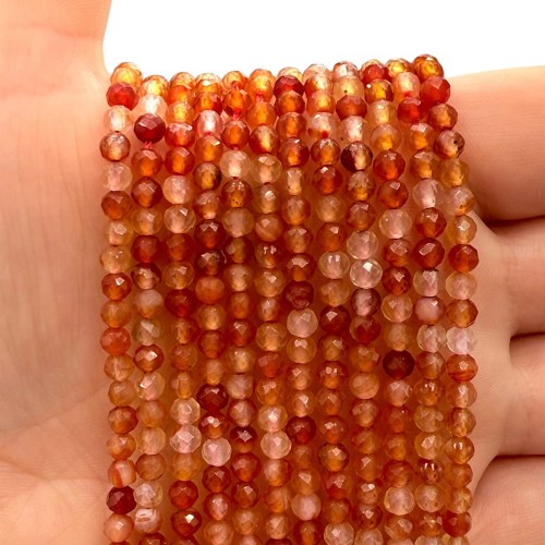 Agat Karneol / kulka fasetowana / ok. 4mm