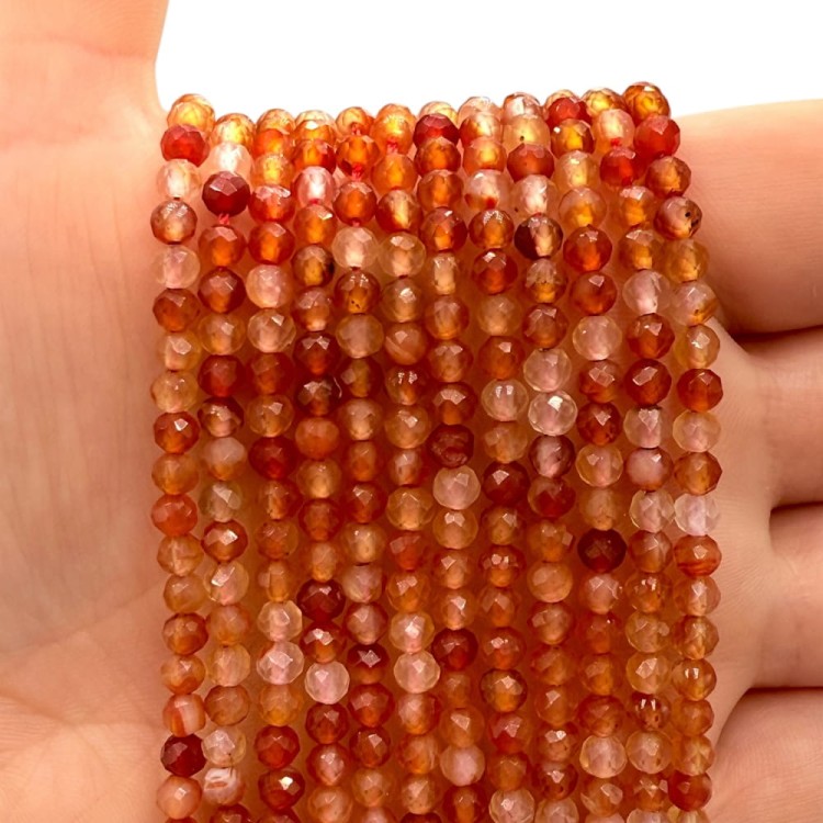 Agat Karneol / kulka fasetowana / ok. 4mm