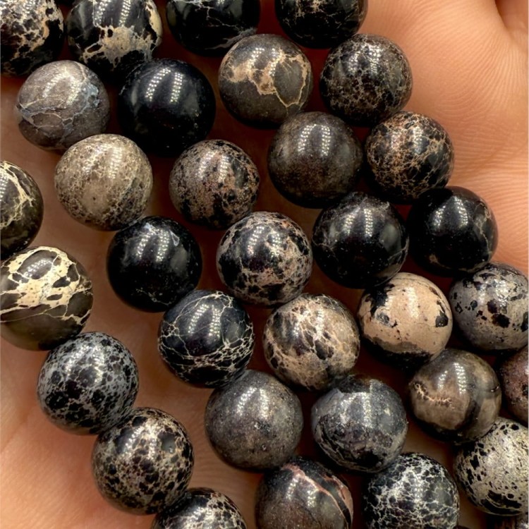 Jaspis Cesarski Czarny / kulka gładka / ok. 8mm