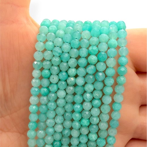 Amazonit Peruwiański jasny / kulka fasetowana / ok. 4mm